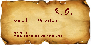 Korpás Orsolya névjegykártya